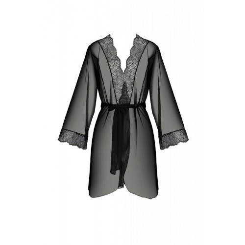 Passion Amberly Peignoir - эротический пеньюар, 4XL/5XL (чёрный)