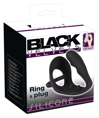 Black Velvets Ring & plug - Стимулятор простаты с эрекционным кольцом, 10,5 см (черный)