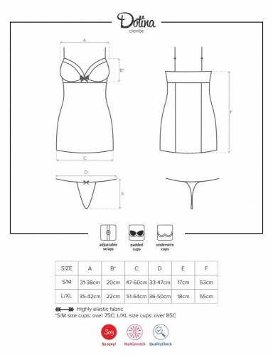 Комплект Obsessive Dotina chemise (L/XL)