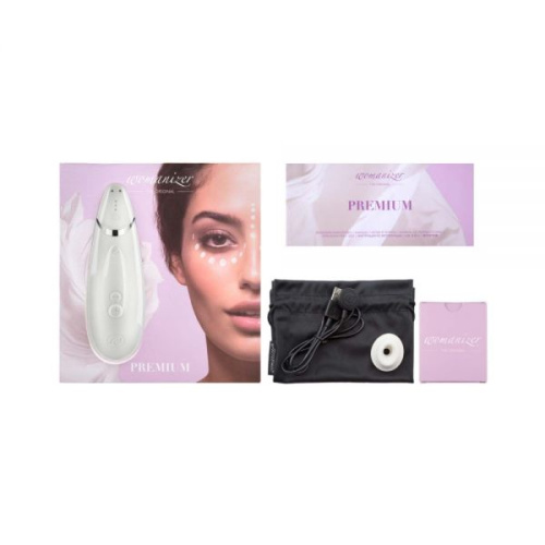 Womanizer Premium - Впечатляющий вакуумный стимулятор клитора, 15.5х5 см (белый)