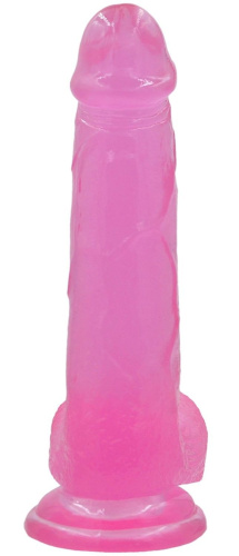 LoveToy Jelly Studs Crystal Dildo, Large - Фаллоимитатор с мошонкой, 20 см (розовый)