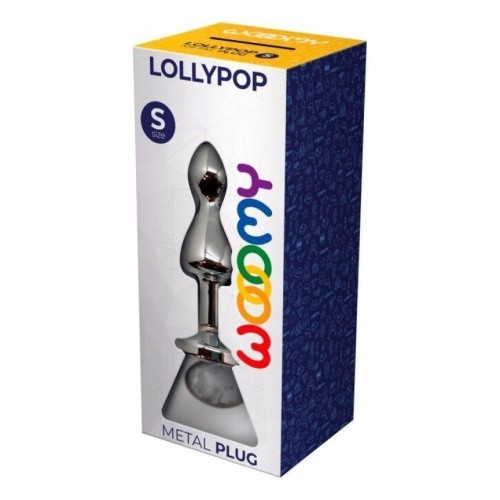 Wooomy Lollypop Double Ball Metal Plug S - Анальная пробка, 8.5х2.8 см (прозрачный)