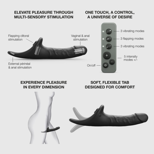 Вибронасадка для страпона с вакуумной стимуляцией Strap-On-Me Multi Orgasm Realistic Dildo, M
