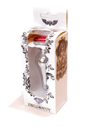 B-Series Jewellery Silver Butt Plug Pink - Анальная пробка с кристаллом, 9,3х3 см (розовый)