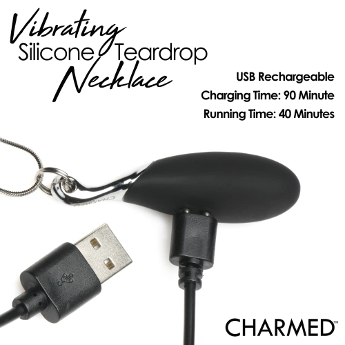 Charmed Vibrating Silicone Teardrop Neckl - ожерелье с подвеской вибратором, 90 см (чёрный)
