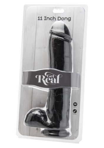 Get Real Dildo 11 inch with Balls - Большой фаллоимитатор, 22.5х6.5 см (черный)