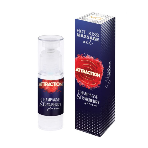 Mai Attraction Champagne Strawberry - Ароматизована масажна олія зі зігрівальним ефектом, 50 мл (полуниця з шампанським) - купити в Києві, Україні
