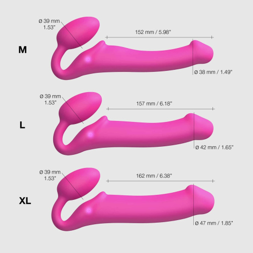 Безремневой страпон с вибрацией Strap-On-Me Vibrating Fuchsia M