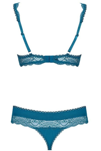 Obsessive Miamor set - Комплект сексуального белья: открытый бюстгальтер и стринги, L/XL (бирюзовый)