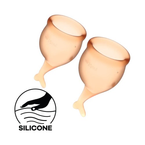 Satisfyer Feel Secure - набор менструальных чаш, 15 мл и 20 мл (оранжевый)