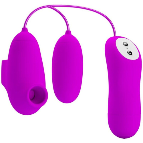 Pretty Love Suction & Vibro Bullets Pink - Вібратор для подвійного задоволення, 7х3 см (рожевий) - купити в Києві, Україні