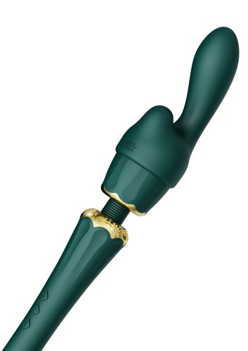 Zalo Kyro Wand мощный перезаряжаемый вибромассажер с 2 насадками, 29.1х5.35 см (зелёный)
