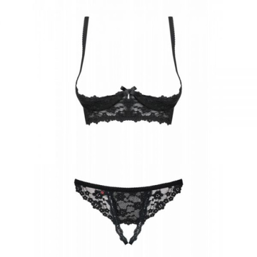 Obsessive Letica set otwarte - эротический комплект с доступом, S/M (чёрный)