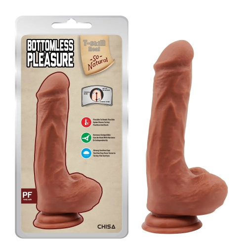 T-skin ReaL Bottomless Pleasure Latin - Фаллоимитатор, 20 см (коричневый)