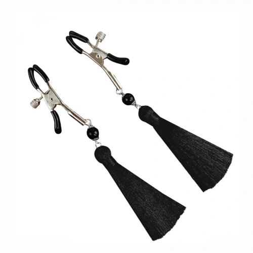 Art of Sex - Nipple clamps Black Tassels - Зажимы для сосков с кисточками