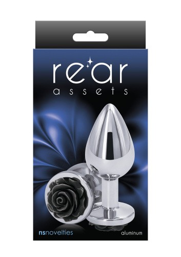 Ns Novelties - Rose Buttplug M - Анальная пробка, 7,5х3,5 см, (серебристая с черным)