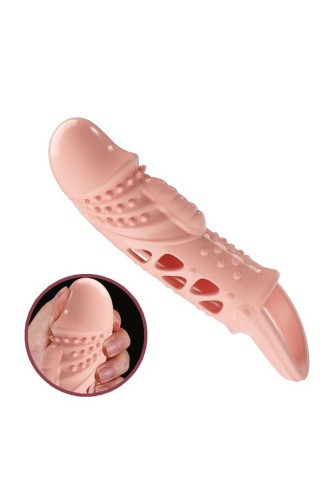 Pretty Love Cecelia Vibrating Penis Sleeve Flesh - Насадка на пенис, 18,5 см (телесный)