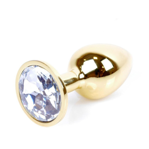Металлическая анальная пробка с кристаллом B-Series Jewellery Gold