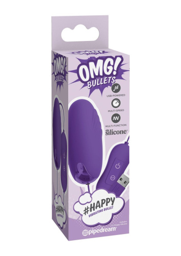 Pipedream - OMG Happy Vibrating Bullet - Виброяйцо, 8х4 см - купити в Києві, Україні