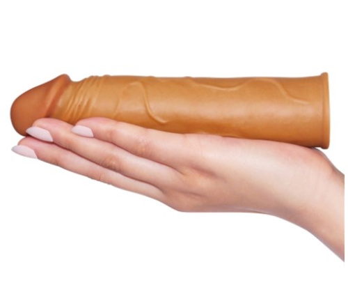 LoveToy Pleasure X-Tender Penis Sleeve Brown Add 1"- Насадка на пенис, +3 см (коричневый)