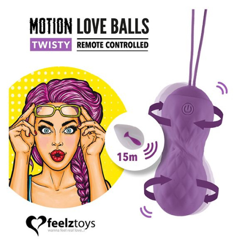 FeelzToys Motion Love Balls Twisty - Вагинальные шарики с массажем и вибрацией, 3.2 см.