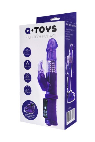 Toyfa A-Toys - вибратор кролик с вибрацией, ротацией и присоской, 22х3 см