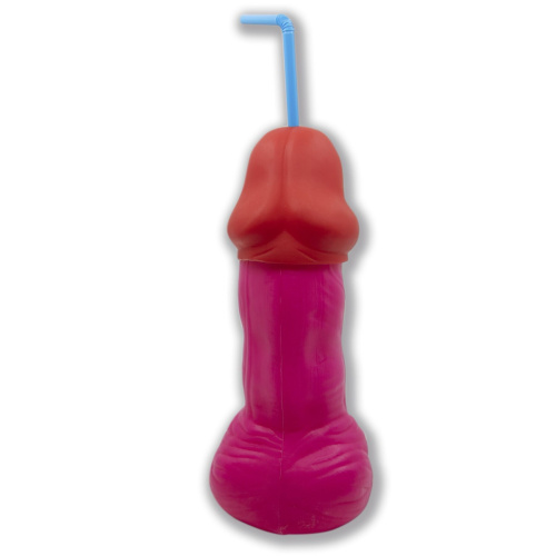 Коктейльный стакан-пенис с крышкой и трубочкой Diverty Sex фуксия