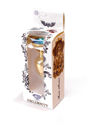 Металлическая анальная пробка с кристаллом Boss Jewellery Gold Plug Light