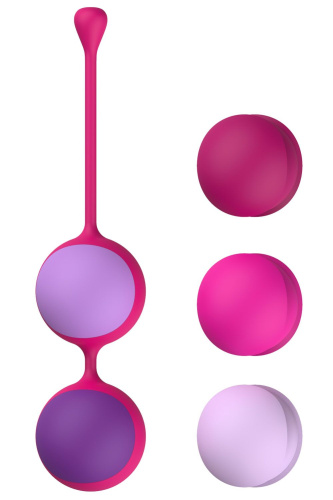 Вагинальные шарики Liebe Kewos — Cerise/Candy Violet, 5 шариков