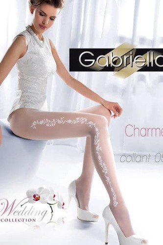 Gabriellа Charme 05 - Колготки без трусиковой части с нежным узором, 2 (белый)