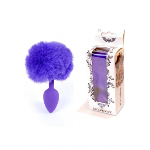 Jewellery Silicon PLUG Bunny Tail Purple - Анальна пробка з хвостом, 6,5х2,7 см (фіолетовий) - купити в Києві, Україні