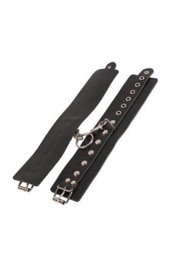 sLash Leather Restraints Hand Cuffs - кожаные наручники с заклёпками, 24 см (чёрный)