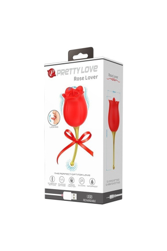 Pretty Love Rose Lover Licking Stimulator Red - Кліторальний стимулятор, 14,2 см (червоний) - купити в Києві, Україні