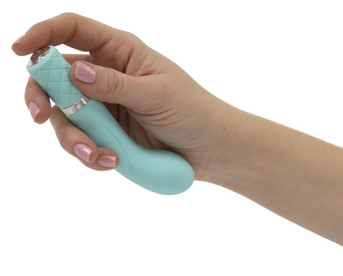 Pillow Talk Racy Teal - Роскошный вибратор с кристаллом Сваровски для точки G, 12.7х2.2 см. (голубой)