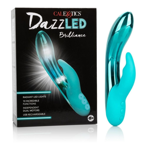 CalExotics DazzLED Brilliance - вибратор кролик с led подсветкой, 12.8х3.3см (бирюзовый)