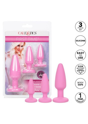 California Exotic Novelties First Time Crystal Booty Anal Plug Set - Набор анальных пробок (розовый)