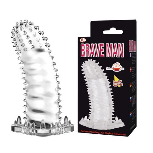 Baile Brave Man Penis Sleeve Crystal - Насадка на член, 14 см (прозрачный)