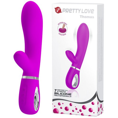 Pretty Love Thomas Vibrator - Вибратор с клиторальным стимулятором, 20.5х4 см (фиолетовый)