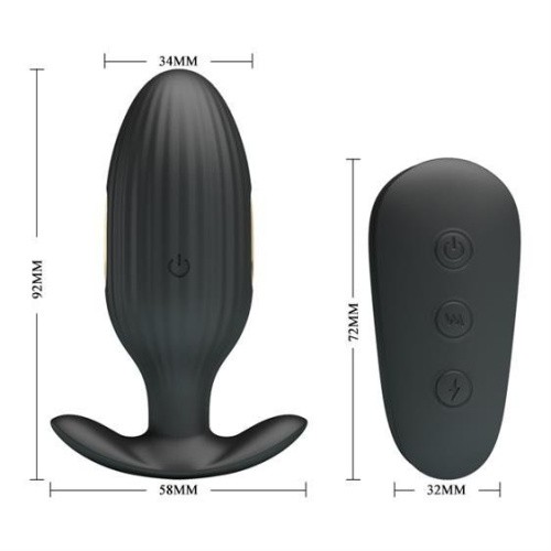 Pretty Love Electric Shock Massager - Анальная пробка с вибрацией и электростимуляцией, 9.2х3.4 см