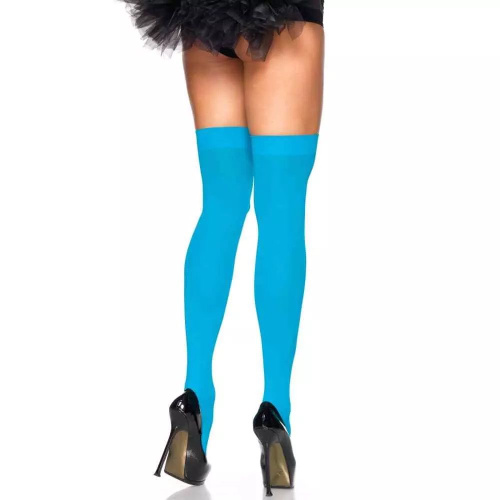 Leg Avenue Opaque Nylon Thigh Highs - Чулки плотные, OS  (голубые)