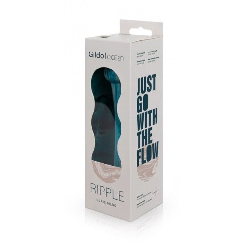 Gildo - Ocean Ripple Glass Dildo - Стеклянный фаллоимитатор, 17,6 см (голубой)