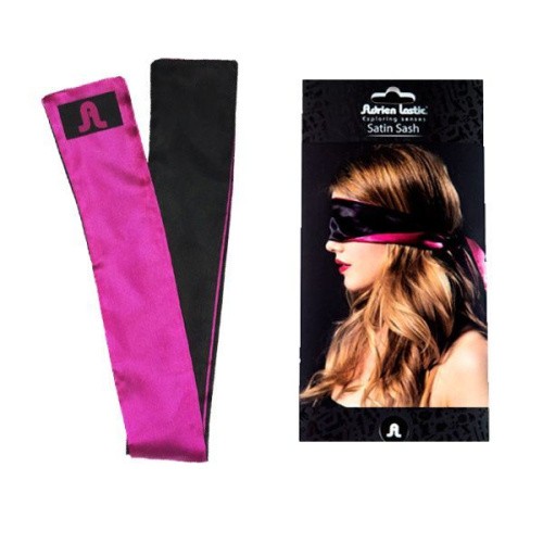 Adrien Lastic Satin Sash - Сатинова пов'язка на очі (чорна з рожевим) - купити в Києві, Україні