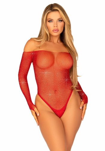 Сетчатое боди со стразами Leg Avenue Crystalized fishnet bodysuit, One Size