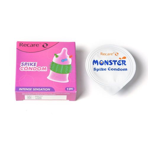 Насадка на член Recare Spike Condom Pink (с шариками и рядами шипов)