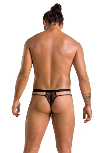 Passion - 029 THONG COLLIN black - Сексуальные мужские стринги, L/XL