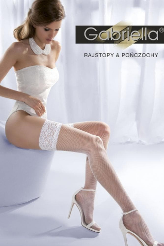 Gabriella Princessa 11 - Чулки в сеточку с широким кружевным манжетом, 3/4