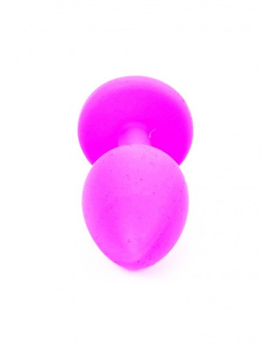 Boss Silikon Plug Jewellery Pink Small - Анальная пробка с кристаллом, 7х2.7 см (розовый с голубым)