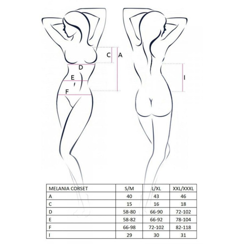 Корсет с пажами Passion MELANIA CORSET, XXL/XXXL