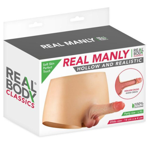 Силиконовые трусики с насадкой для члена Real Body Real Manly Hollow, L/XL