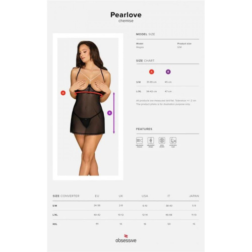 Obsessive Bella Rou chemise & thong - Эротический комплект, S/M
